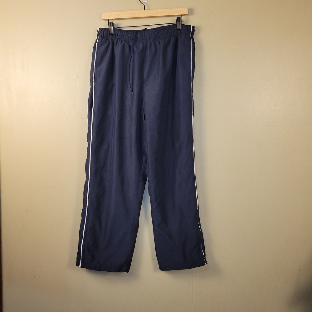 Tek Gear Men's Navy Track Pants Size L Athletic‎ Windbreaker Joggers Mesh...